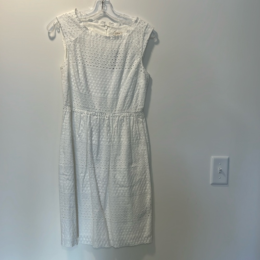 JCrew eyelet dress in white - great bride dress for brunch or shower